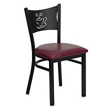 Flash Furniture HERCULES Series Black Coffee Back Metal Restaurant Chair - Burgundy Vinyl Seat