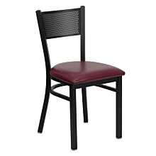 Flash Furniture HERCULES Series Black Grid Back Metal Restaurant Chair - Burgundy Vinyl Seat