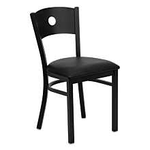 Flash Furniture HERCULES Series Black Circle Back Metal Restaurant Chair - Black Vinyl Seat