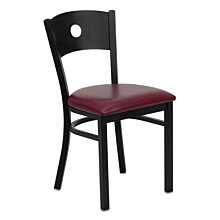 Flash Furniture HERCULES Series Black Circle Back Metal Restaurant Chair - Burgundy Vinyl Seat