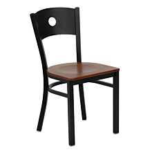 Flash Furniture HERCULES Series Black Circle Back Metal Restaurant Chair - Cherry Wood Seat
