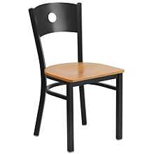 Flash Furniture HERCULES Series Black Circle Back Metal Restaurant Chair - Natural Wood Seat