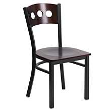 Flash Furniture HERCULES Series Black 3 Circle Back Metal Restaurant Chair - Walnut Wood Back & Seat