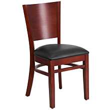 Flash Furniture Lacey Series Solid Back Mahogany Wood Restaurant Chair - Black Vinyl Seat