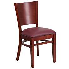 Flash Furniture Lacey Series Solid Back Mahogany Wood Restaurant Chair - Burgundy Vinyl Seat