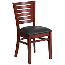 Flash Furniture Darby Series Slat Back Mahogany Wood Restaurant Chair - Black Vinyl Seat