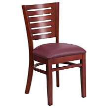 Flash Furniture Darby Series Slat Back Mahogany Wood Restaurant Chair - Burgundy Vinyl Seat