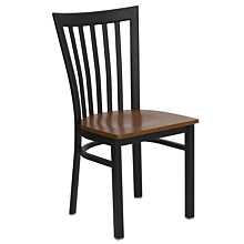 Flash Furniture HERCULES Series Black School House Back Metal Restaurant Chair - Cherry Wood Seat