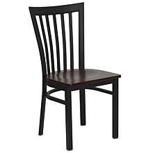 Flash Furniture HERCULES Series Black School House Back Metal Restaurant Chair - Mahogany Wood Seat