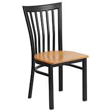 Flash Furniture HERCULES Series Black School House Back Metal Restaurant Chair - Natural Wood Seat