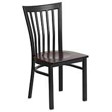 Flash Furniture HERCULES Series Black School House Back Metal Restaurant Chair - Walnut Wood Seat
