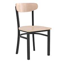 Flash Furniture Wright Dining Chair with 500 LB. Capacity Black Steel Frame, Solid Wood Seat, and Boomerang Back, Natural Birch Finish