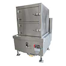 Town Food YF-STMR-SS-NG 36" Natural Gas Two Compartment Fired Steamer Range with Right Door Hinges - 116,000 BTU