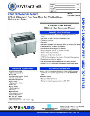 Spec Sheet Document