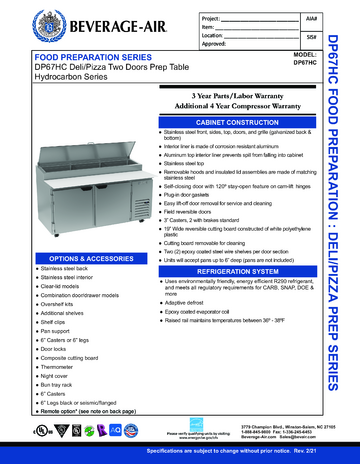 Spec Sheet Document
