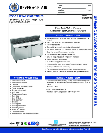 Spec Sheet Document