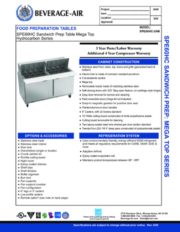 Spec Sheet Document