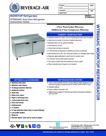 Spec Sheet Document