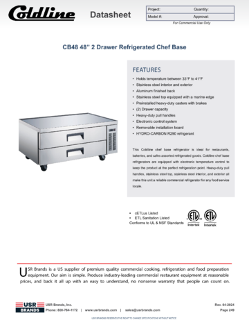 Spec Sheet Document