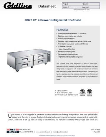 Spec Sheet Document