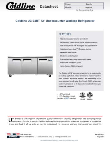 Spec Sheet Document