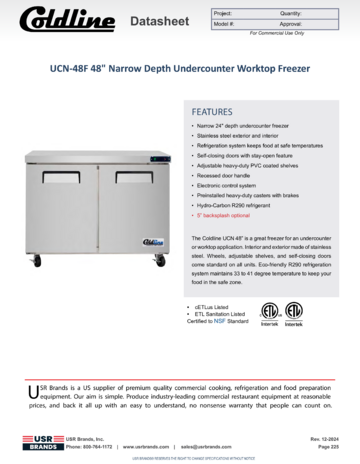 Spec Sheet Document