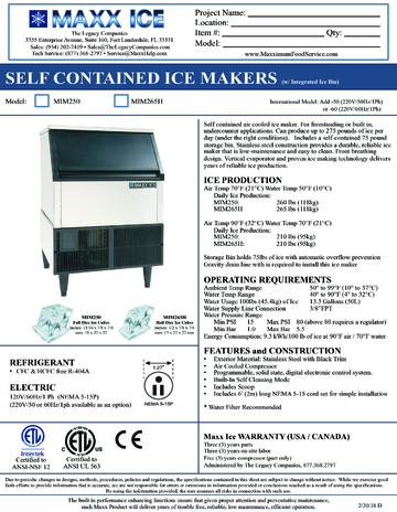 Spec Sheet Document