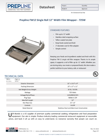 Spec Sheet Document