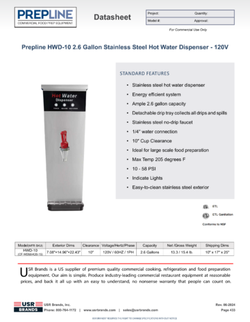 Spec Sheet Document