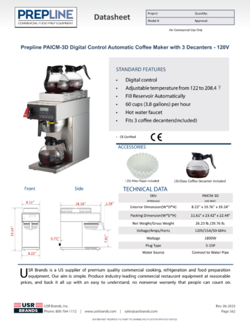 Spec Sheet Document