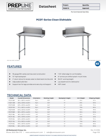 Spec Sheet Document