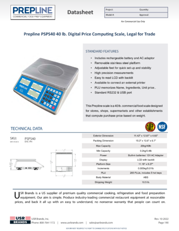 Spec Sheet Document