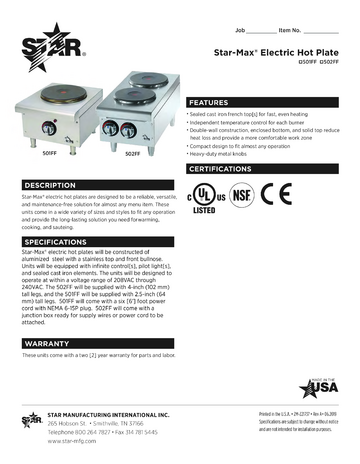 Spec Sheet Document