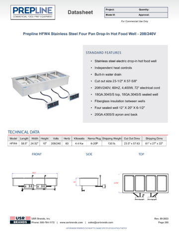 Spec Sheet Document