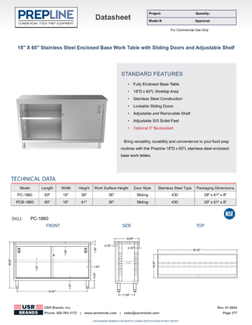 Spec Sheet Document