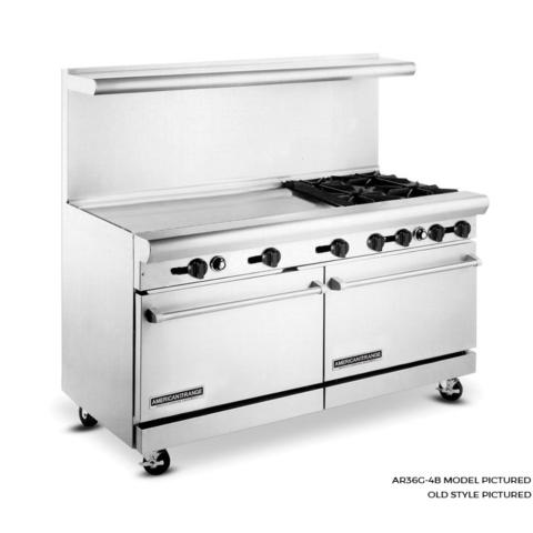American Range AR-36G-4B-NG 60" 4 Burner & 36" Griddle Heavy-Duty Restaurant Range with 2 Standard Ovens - Natural Gas 258,000 BTU