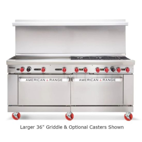 American Range AR-24G-6B-NG 60" 6 Burner & 24" Griddle Natural Gas Range - 302,000 BTU