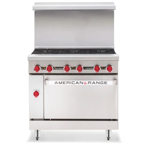 American Range AR-6-NG 36" Natural Gas Commercial 6 Burner Range with Standard Oven - 227,000 BTU