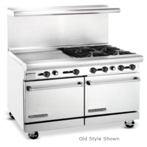 American Range AR-24G-4B-NG 48" 4 Burner & 24" Griddle Heavy-Duty Restaurant Range with 2 Standard Ovens - Natural Gas 222,000 BTU