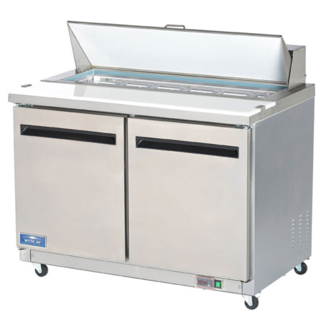 Arctic Air AST48R 48" Sandwich & Salad Prep Table Standard Top, 2 Solid Doors | 12 Cu. Ft.