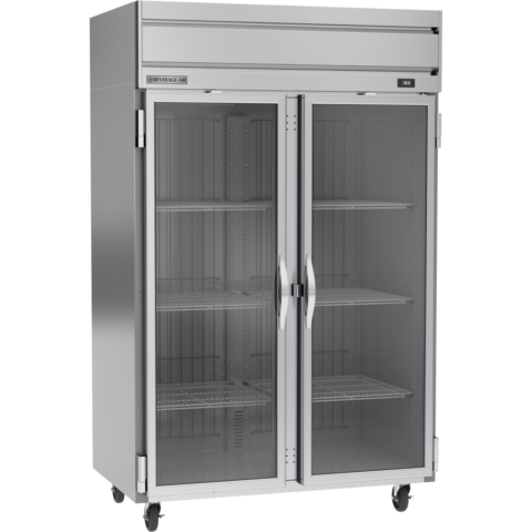 Beverage Air HR2HC-1G 52" Two Section Reach In Refrigerator, 2 Left/Right Hinge Glass Doors