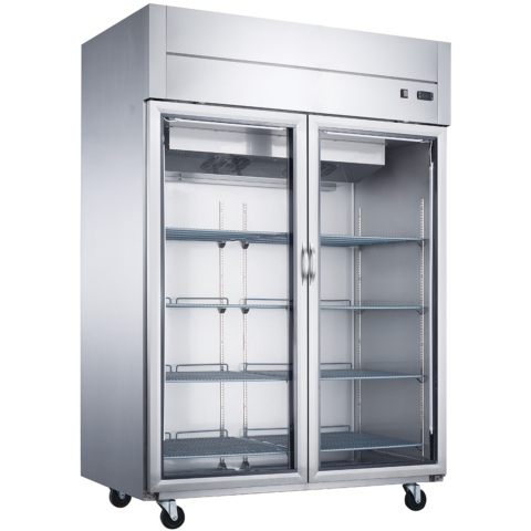 Dukers D55AR-GS2 55" Two Glass Door Top Mount Reach-In Refrigerator - 40.74 Cu. Ft.