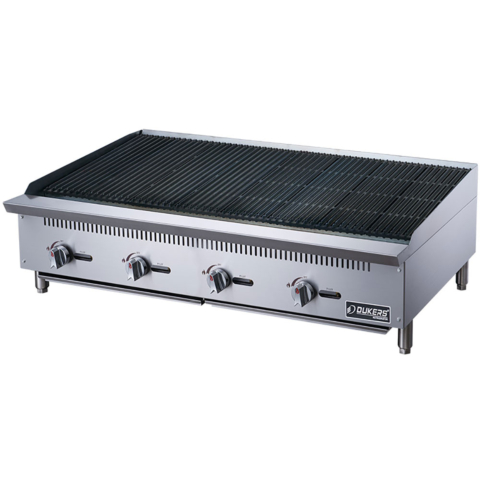 Dukers DCCB48 48" Four Burner Gas Countertop Radiant Charbroiler - 140,000 BTU