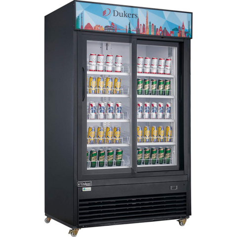 Dukers DSM-47SR 54" Two Glass Swing Door Merchandiser Refrigerator - 47.67 Cu. Ft.