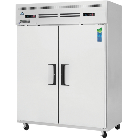 Everest ESWRF2 59" Two Section Solid Swing Door Top Mounted Upright Reach-In Dual Temperature Refrigerator/Freezer Combo, 52 Cu. Ft.