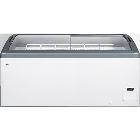 Summit FOCUS171 67" Curved Glass Top Display Ice Cream Freezer - 17.1 Cu. Ft.