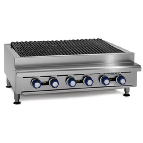 Imperial IRB-36-NG 36" Stainless Steel Natural Gas Countertop Charbroiler with 6 Radiant Burners