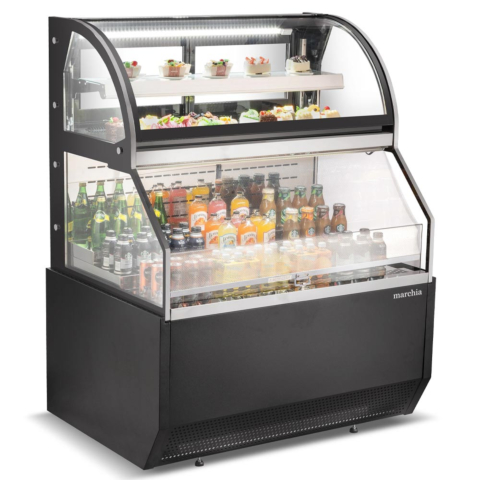 Marchia MSTAR48 48" Black Dual Service Open Air Display Case Merchandiser