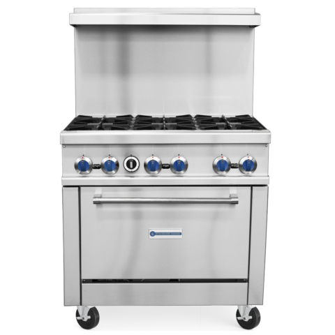 Standard Range SR-R36-LP 36" Liquid Propane Commercial Range with 6 Burners, 1 Oven - 213,000 BTU