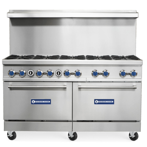 Standard Range SR-R60-NG 60" Natural Gas Commercial Range with 10 Burner, 2 Ovens - 366,000 BTU